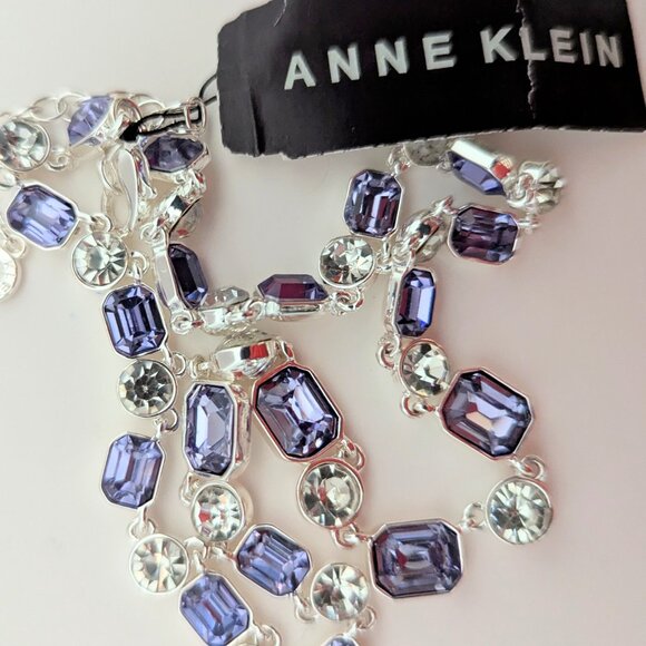 Anne Klein Chunk/Runway purple/ blue hints (tanzanite-like) Silver Tone Necklace - Picture 2 of 6